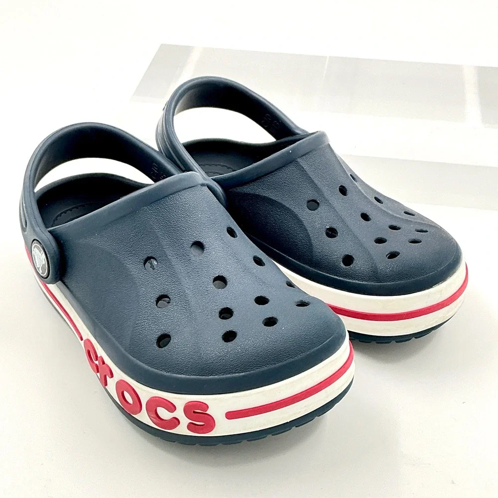 Crocs Size 10 Clog Navy Blue Red White Bayaband Kids